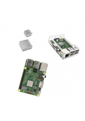 Raspberry Pi 3 Model B Plus system kit with a pre-installed SD card transparent case and 2 radiators