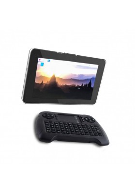 Desktop with a 7-inch touch screen and a gaming style mini keyboard/trackpad combination