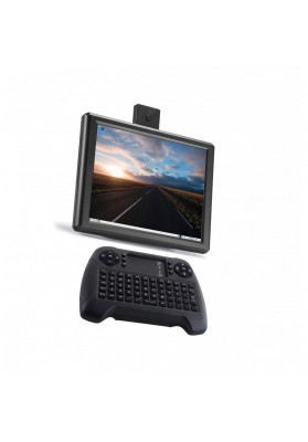 Desktop with an 8-inch screen and play-style mini-keyboard/trackpad combination
