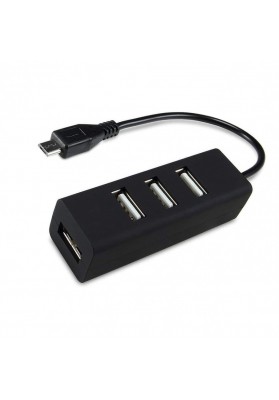 MicroUSB to USB 4 port OTG hub - (black) - perfect for Pi Zero